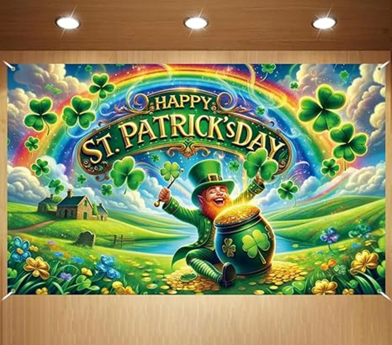 Irish St Patricks Day Photo Backdrop Saint Patricks Day Banner St Patty's Day Party Decorations and Supplies for Home (43 X 71 Inch)